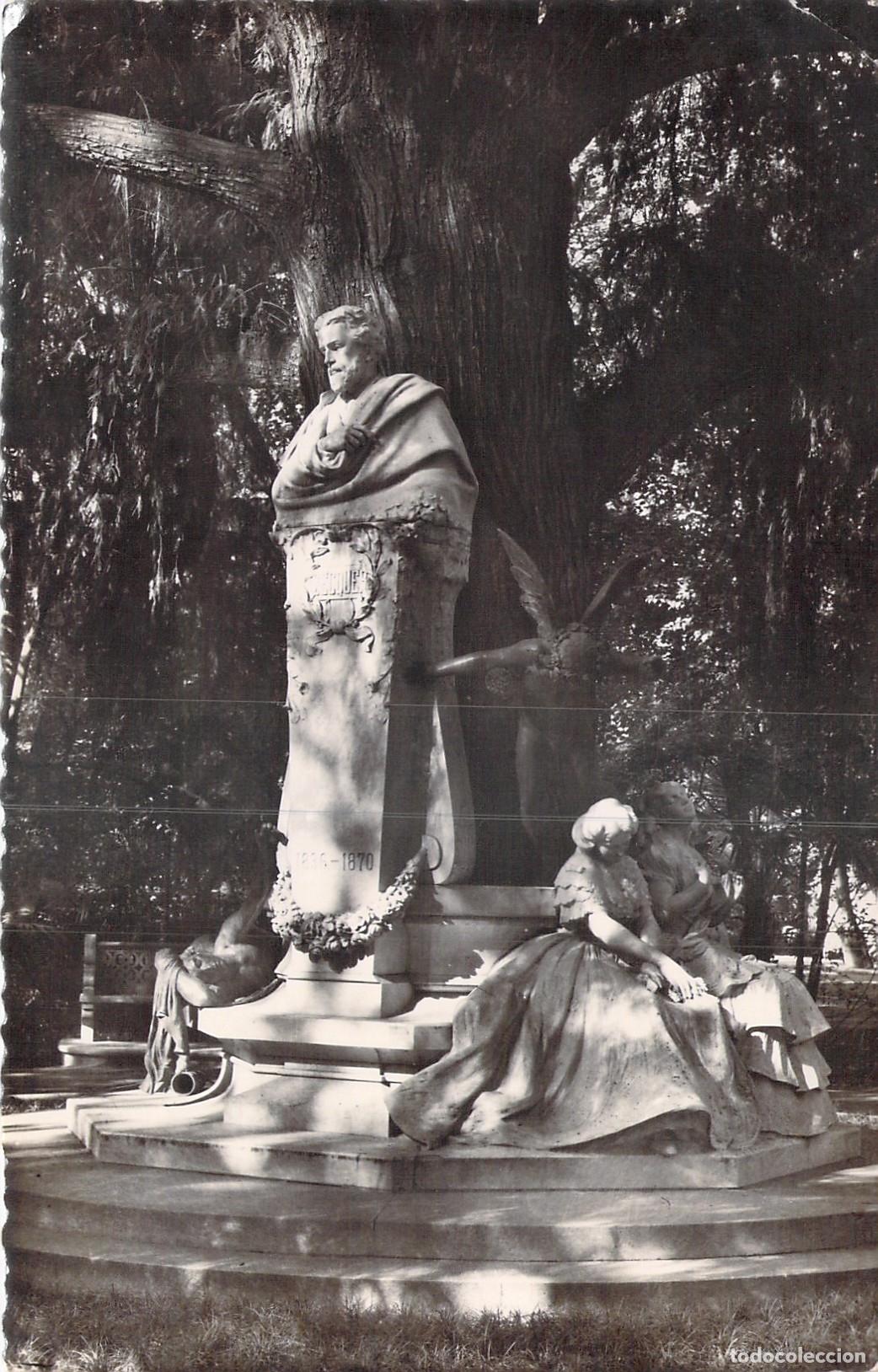 Postales: Postal de Sevilla: Monumento a B&eacute;cquer en el Parque de Mar&iacute;a Luisa