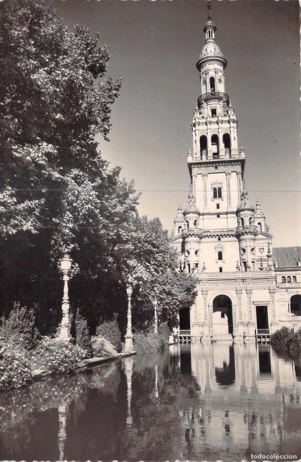 Postales: Tarjeta Postal de la Plaza de Espa&ntilde;a en Sevilla, Torre Norte