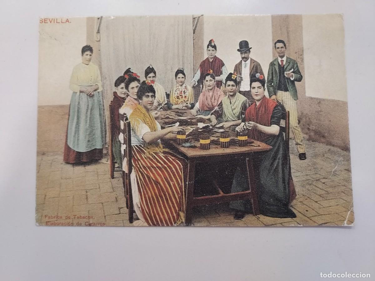 Postales: POSTAL SEVILLA FABRICA DE TABACOS ELABORACION CIGARROS. REPRODUCCION MODERNA COMISARIA CIUDAD 1992