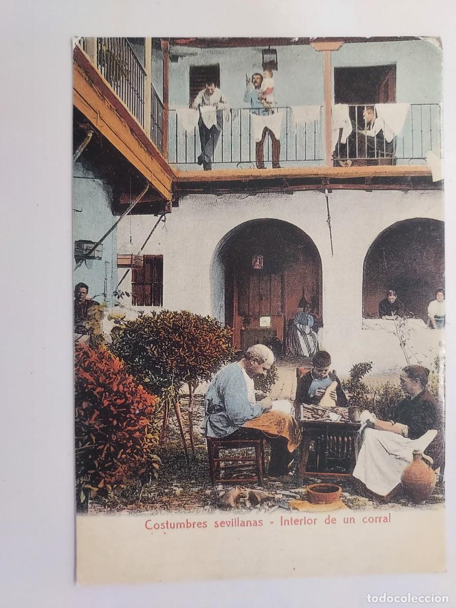 Postales: POSTAL SEVILLA COSTUMBRES SEVILLANAS INTERIOR CORRAL. REPRODUCCION MODERNA COMISARIA CIUDAD 1992