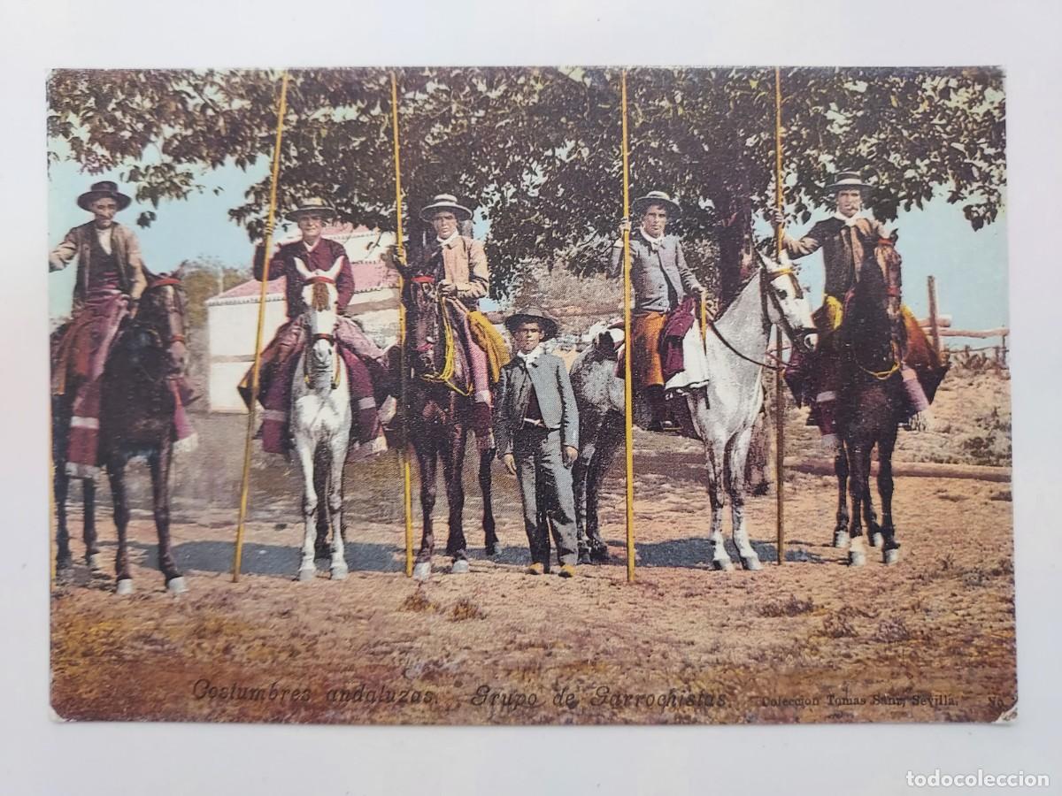 Postales: POSTAL SEVILLA COSTUMBRES ANDALUZAS GRUPO GARROCHISTAS. REPRODUCCION MODERNA COMISARIA CIUDAD 1992
