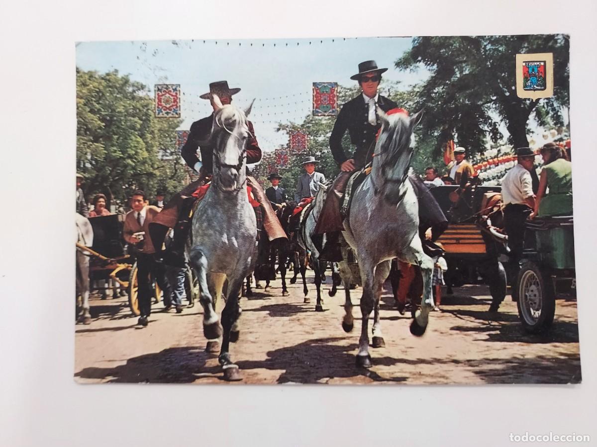 Postales: POSTAL SEVILLA FERIA DE ABRIL PASEO DE CABALLISTAS. 1972. CIRCULADA