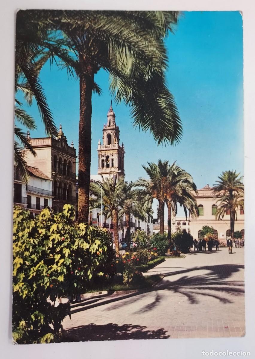 Postales: POSTAL ECIJA PLAZA DE ESPA&Ntilde;A Y TORRE DE SANTA MARIA. 1965. CIRCULADA. SEVILLA. MATASELLOS ECIJA