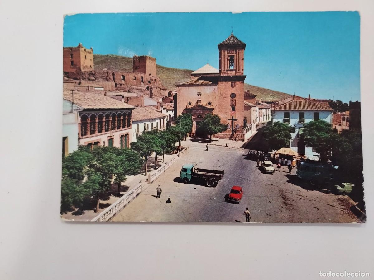 Postales: POSTAL JODAR PARROQUIA DE LA ASUNCION Y CASTILLOS. 1967. CIRCULADA. JAEN. MATASELLOS JODAR. MA-FER