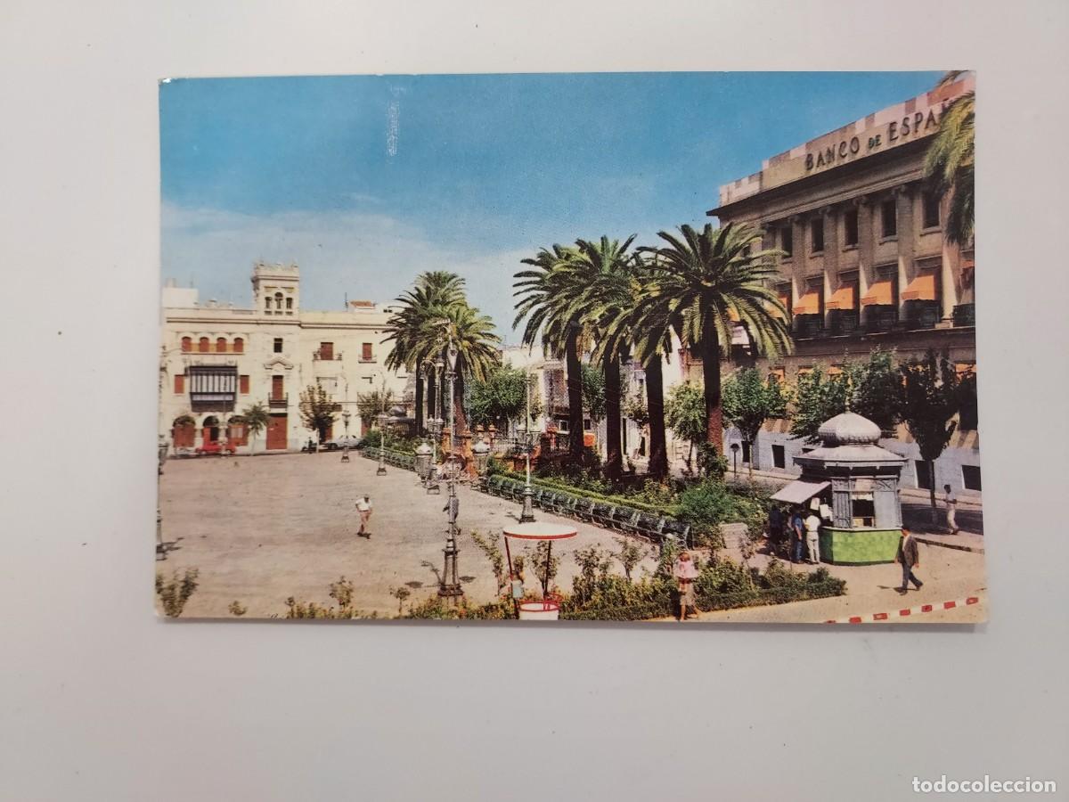 Postales: POSTAL HUELVA PLAZA DE LAS MONJAS. 1962. CIRCULADA. MATASELLOS OMNIBUS HUELVA SEVILLA
