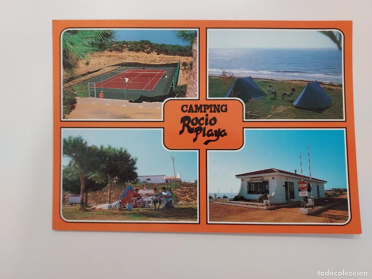 Postales: POSTAL (MATALASCA&Ntilde;AS) CAMPING ROCIO PLAYA. 1989. SIN CIRCULAR. HUELVA