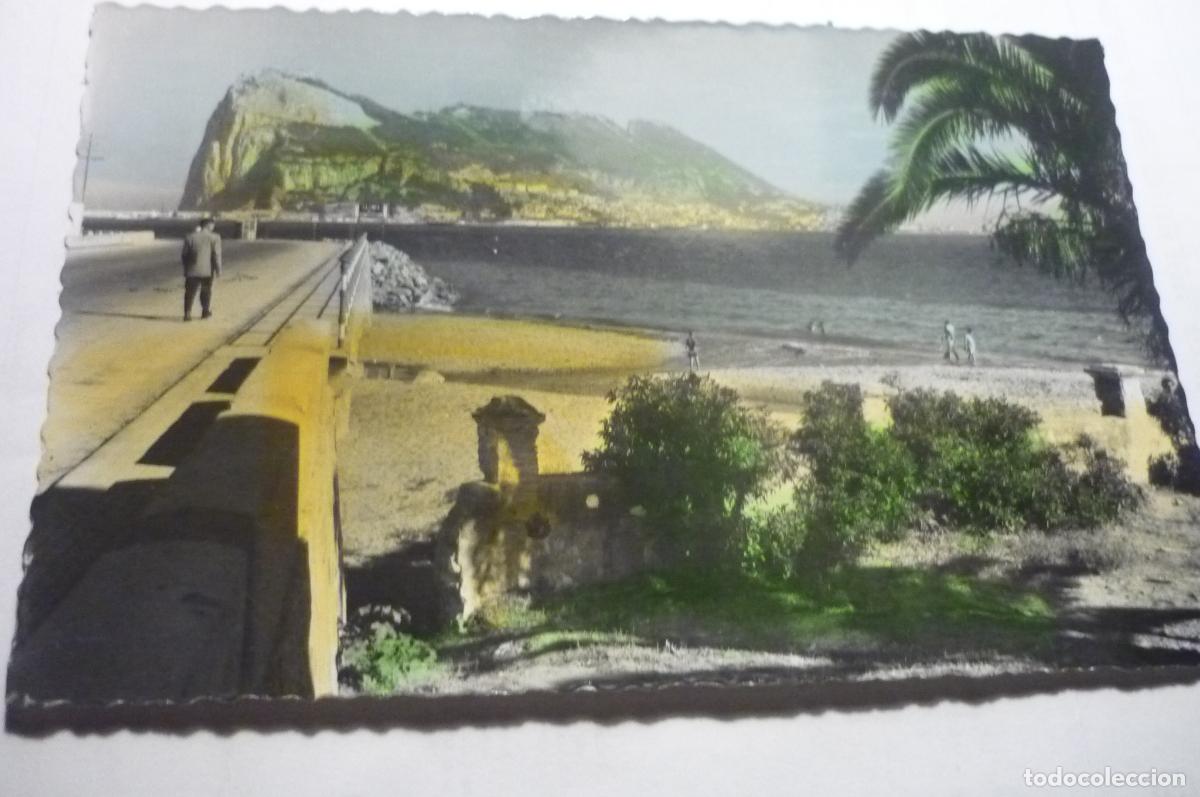 Postales: postal la linea concepcion,.pe&ntilde;on gibraltar coloreada circulada cm