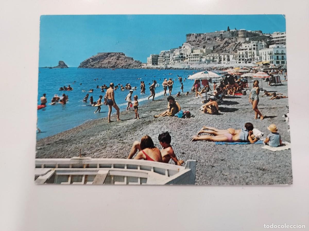 Postales: POSTAL ALMU&Ntilde;ECAR PLAYA PUERTA DEL MAR. 1968. CIRCULADA. GRANADA