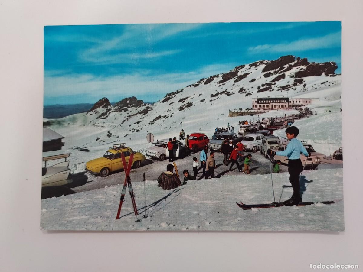 Postales: POSTAL SIERRA NEVADA. 1969. SIN CIRCULAR. GRANADA. NI&Ntilde;O ESQUIANDO, GORDINI SEAT 600 850