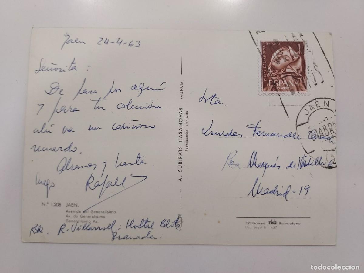 Postales: POSTAL JAEN AVENIDA DEL GENERALISIMO. CIRCULADA 1963 - Foto 2