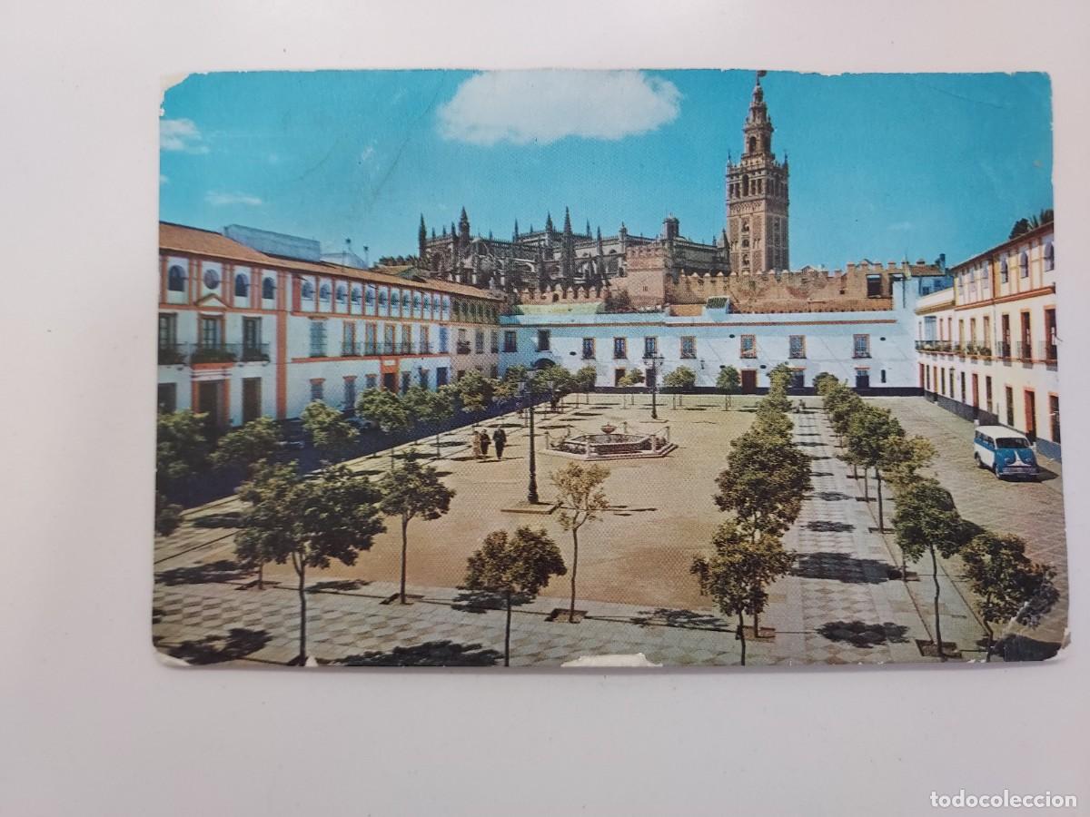 Postales: POSTAL SEVILLA REALES ALCAZARES PATIO DE BANDERAS. ESCRITA. FURGONETA VOLKSWAGEN VAN