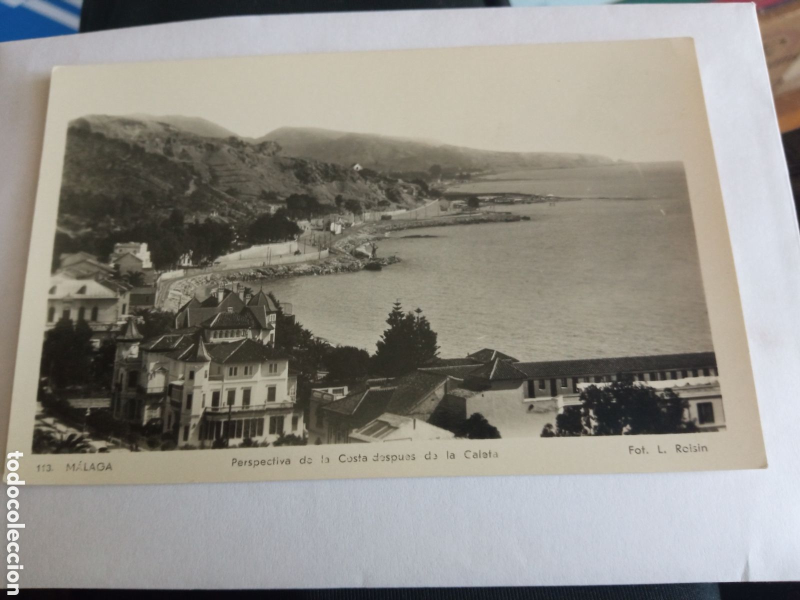 Postales: Antigua postal fotogr&aacute;fica, M&aacute;laga, Perspectiva de la Costa despu&eacute;s de la Caleta