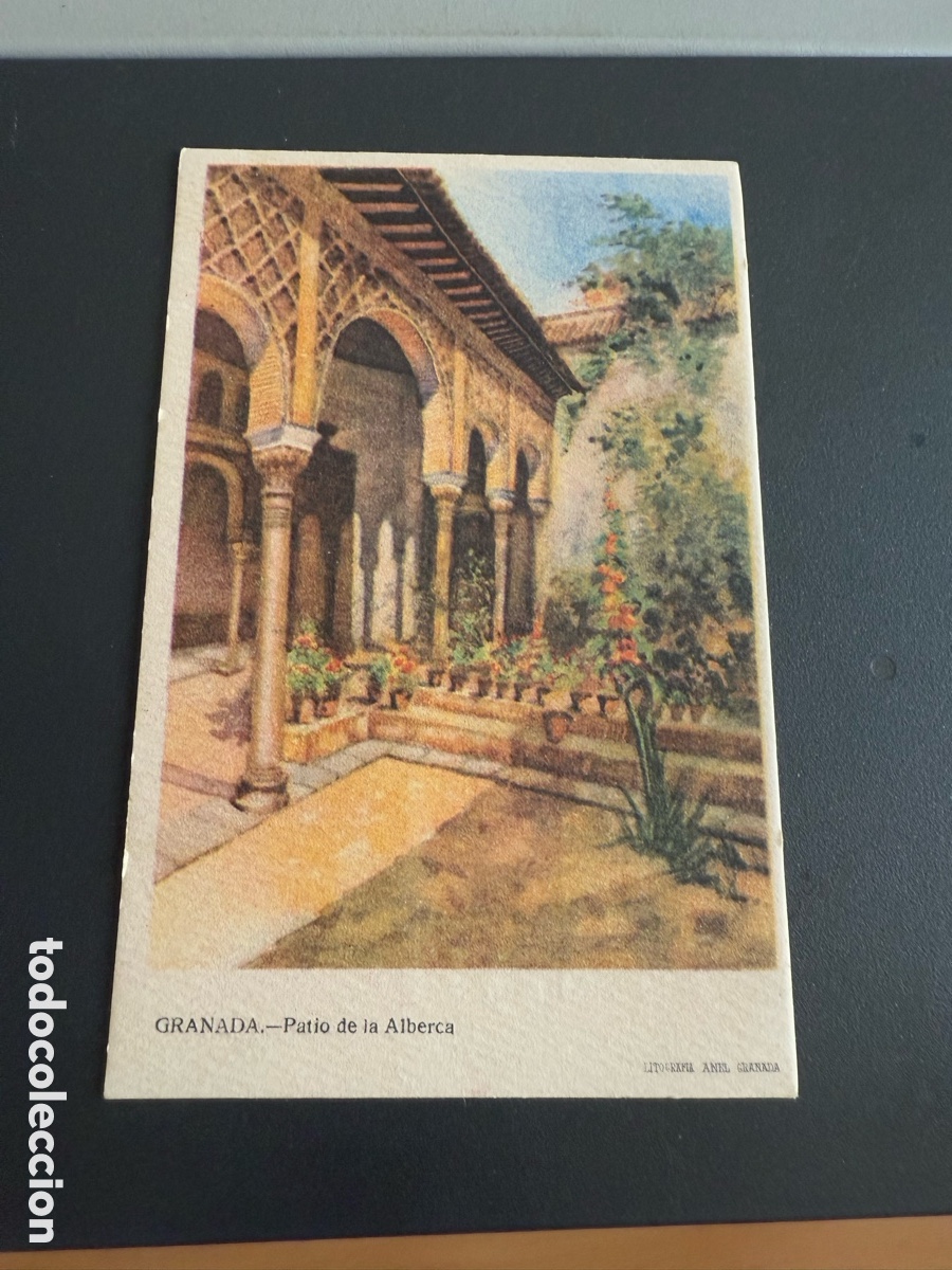 Postales: Postal GRANADA. PATIO DE LA ALBERCA. Litograf&iacute;a. Publicidad LA MAJA