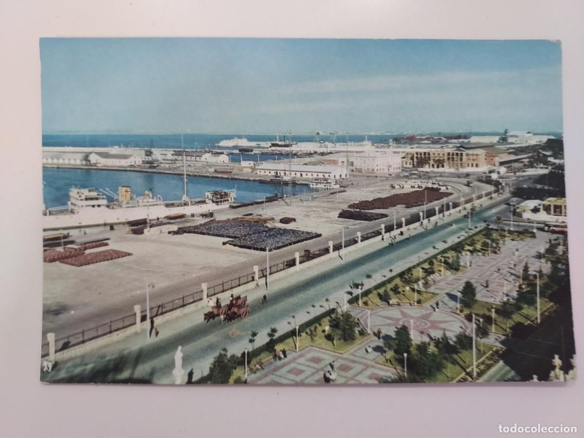 Postales: POSTAL CADIZ PUERTO Y PASEO DE CANALEJAS. A&Ntilde;OS 1950. SIN CIRCULAR. CAMPA&Ntilde;A 8808