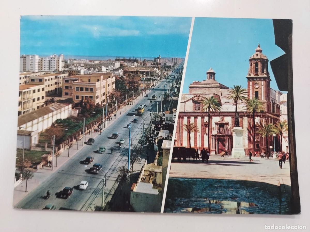 Postales: POSTAL CADIZ AVENIDA LOPEZ PINTO E IGLESIA DE SANTIAGO. 1964. CIRCULADA. GARRABELLA