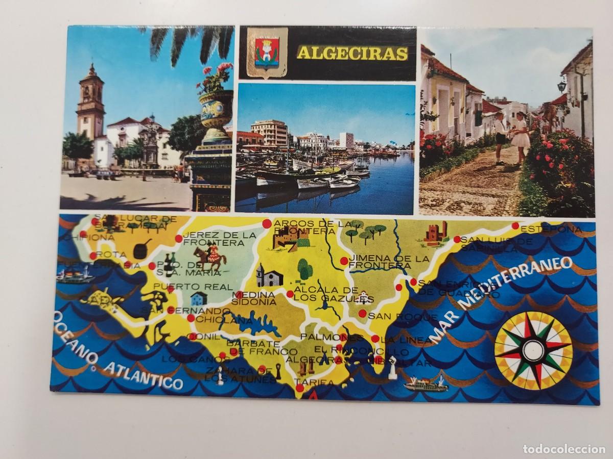 Postales: POSTAL ALGECIRAS IGLESIA NUESTRA SE&Ntilde;ORA DE LA PALMA, MAPA. 1966. SIN CIRCULAR. CADIZ. SUBIRATS 35