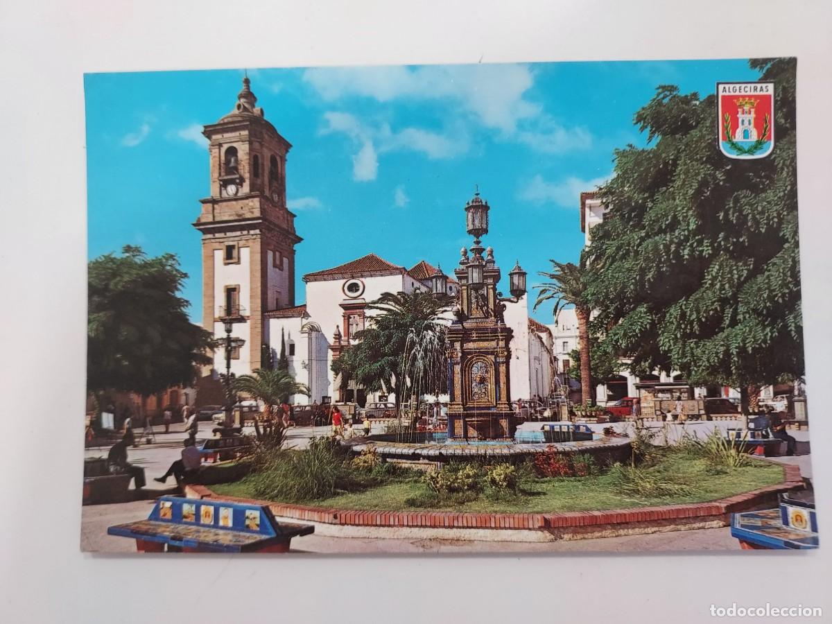 Postales: POSTAL ALGECIRAS PLAZA GENERALISIMO IGLESIA NTRA SRA DE LA PALMA. 1976. CIRCULADA. CADIZ. CABELLO