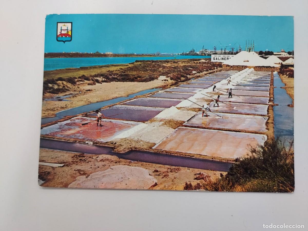 Postales: POSTAL SAN FERNANDO SALINAS EXTRACCION DE SAL EN LOS TAJOS. 1962. CIRCULADA. CADIZ