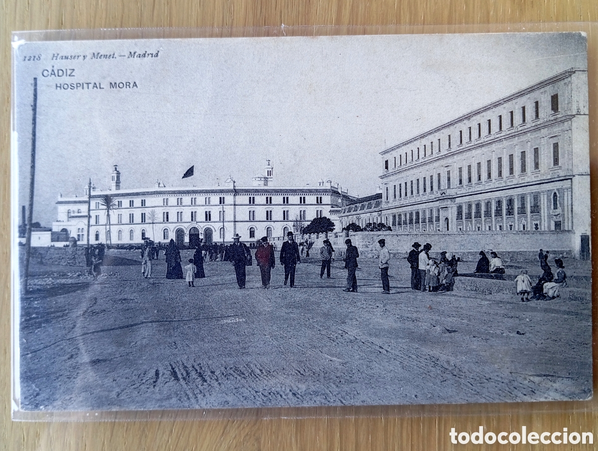 Postales: POSTAL C&Aacute;DIZ HOSPITAL MORA HAUSER Y MENET 1218 SELLO TINTA DE LACAVE Y CIA CIRCULADA
