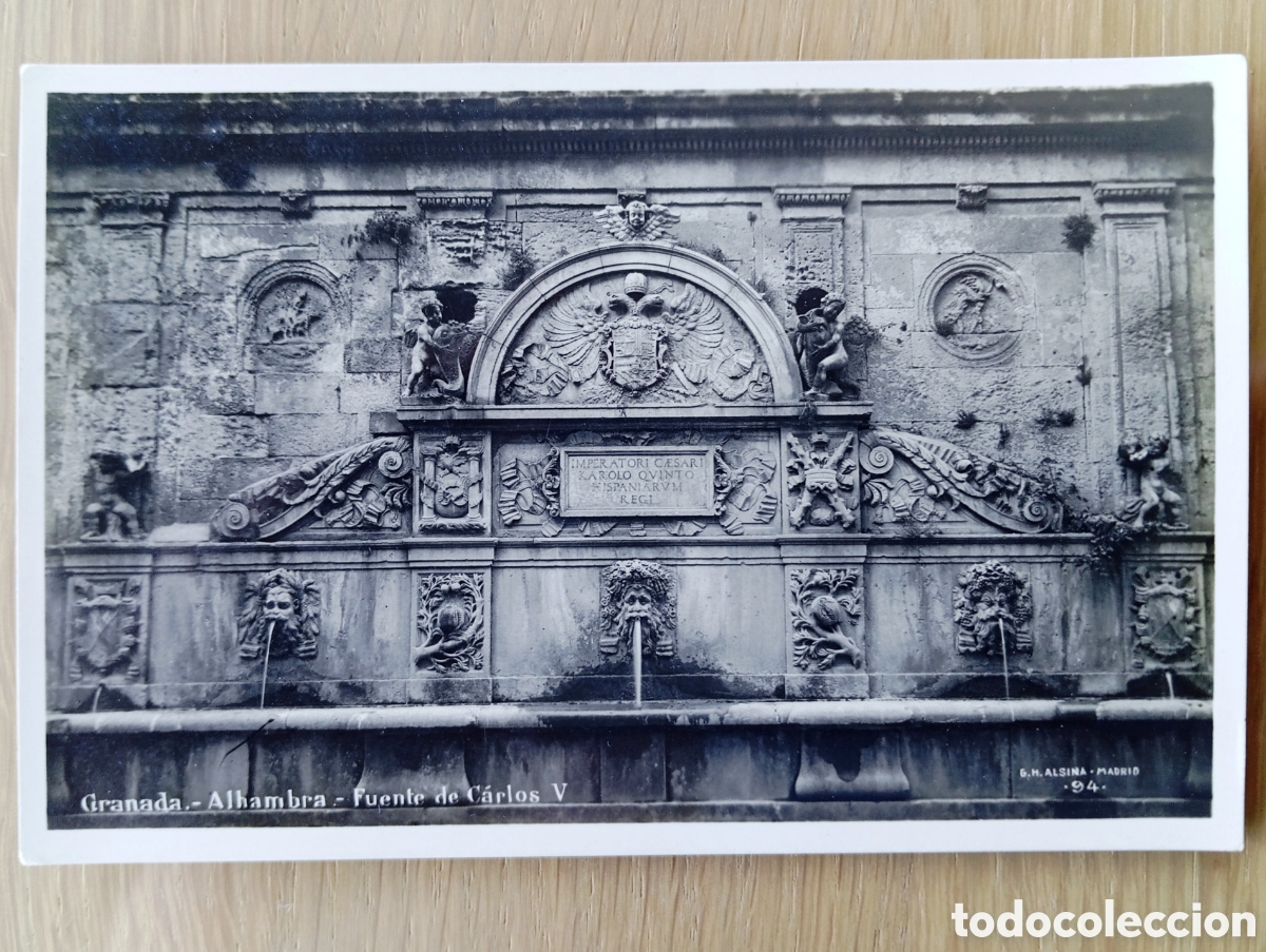 Postales: POSTAL GRANADA FUENTE DE CARLOS V QUINTO G.H. ALSINA 94 ALHAMBRA SIN CIRCULAR