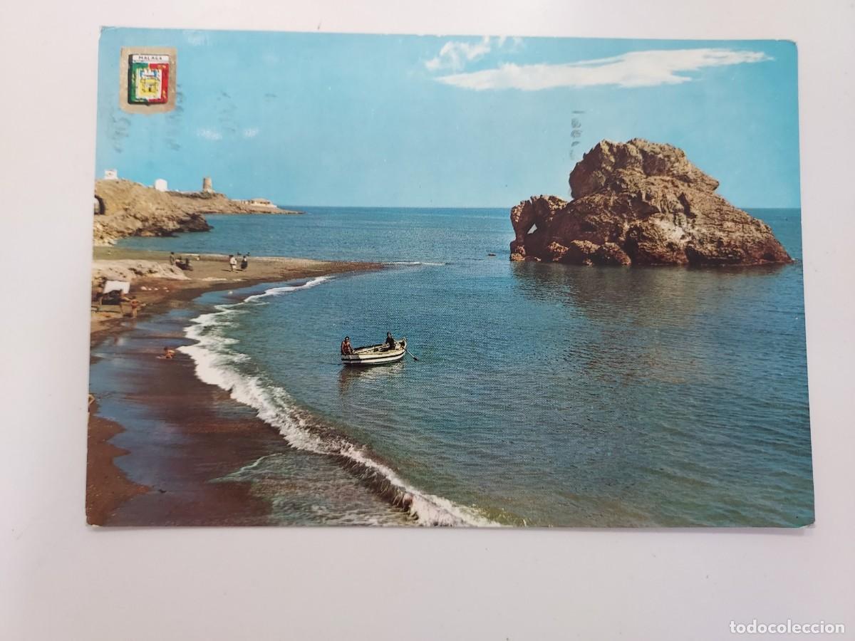 Postales: POSTAL MALAGA PLAYA Y PE&Ntilde;ON DEL CUERVO. 1965. CIRCULADA. DOMINGUEZ 181