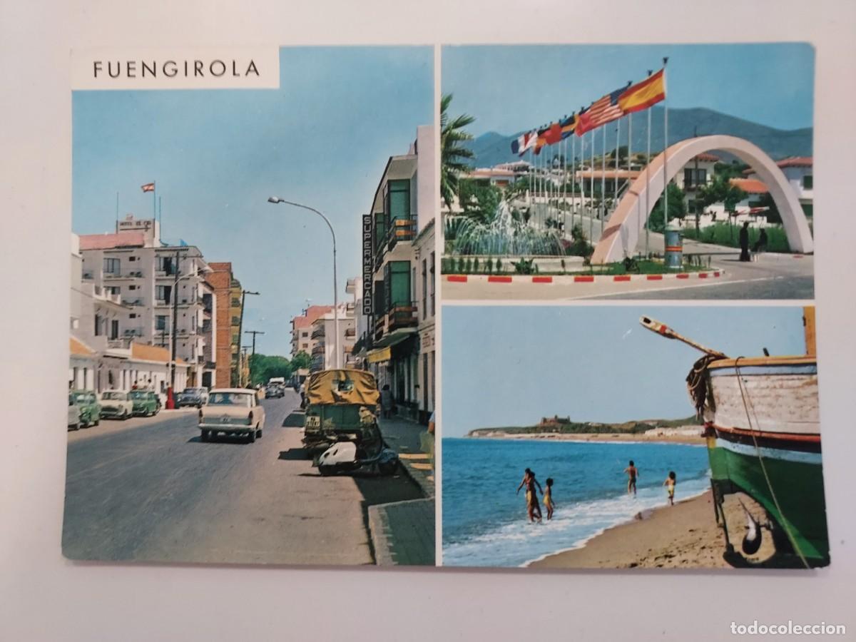 Postales: POSTAL FUENGIROLA TRES BELLAS VISTAS. 1964. SIN CIRCULAR. MALAGA. MOTO VESPA O LAMBRETTA
