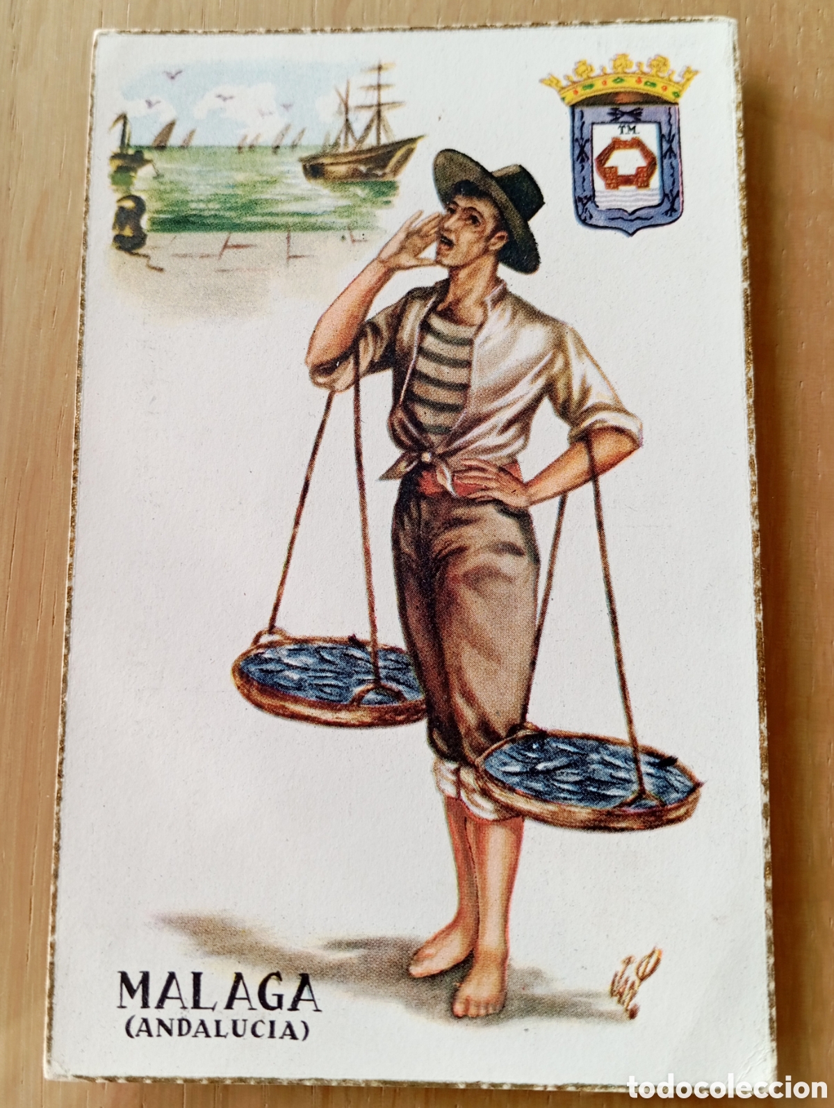 Postkarten: POSTAL M&Aacute;LAGA CENACHERO POSTALES BEA BOQUER&Oacute;N PESCADO COSTUMBRISTA ILUSTRACI&Oacute;N ESCRITA 1950
