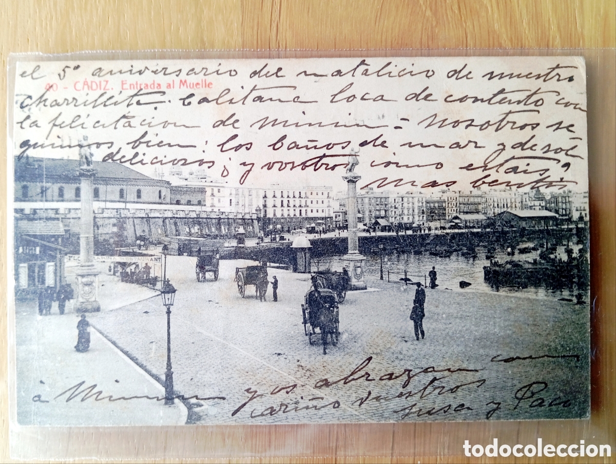 Postales: POSTAL C&Aacute;DIZ ENTRADA AL MUELLE EDITOR THOMAS N&Uacute;MERO 40 CIRCULADA SIN SELLO