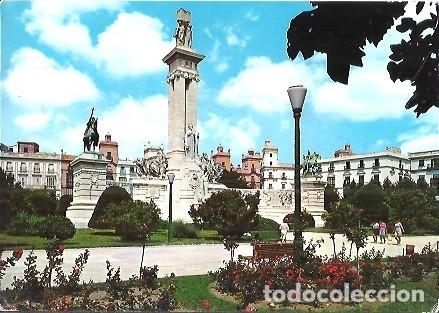 Postkarten: POSTAL A COLOR 68 CADIZ PLAZA DE ESPA&Ntilde;A Y MONUMENTO A LAS CORTES EDICIONES ARRIBAS