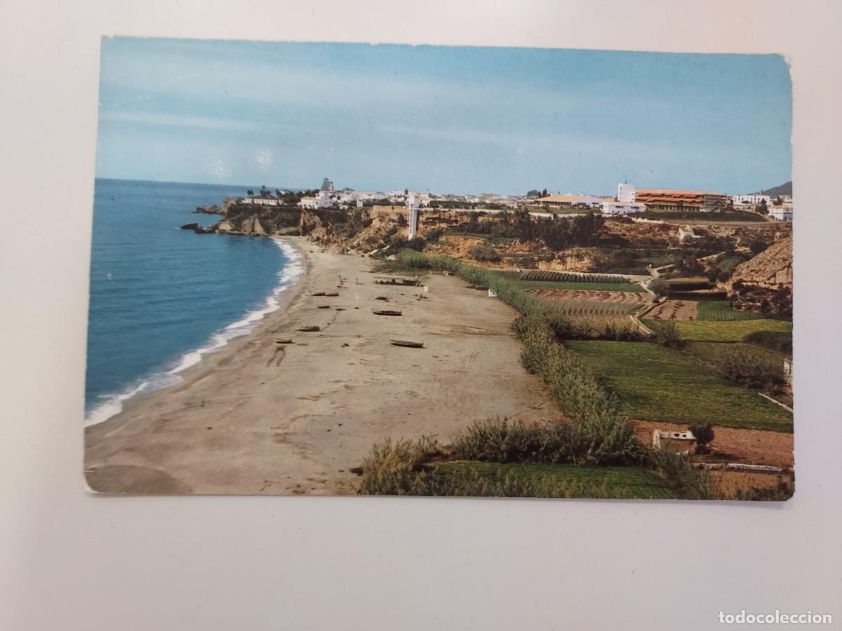 Postales: POSTAL NERJA PLAYA DE BURRIANA Y PARADOR DE TURISMO. 1967. SIN CIRCULAR. MALAGA