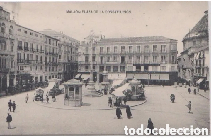 Postales: M&Aacute;LAGA - PLAZA DE LA CONSTITUCI&Oacute;N - FOTOTIPIA DE HAUSER Y MENET, MADRID