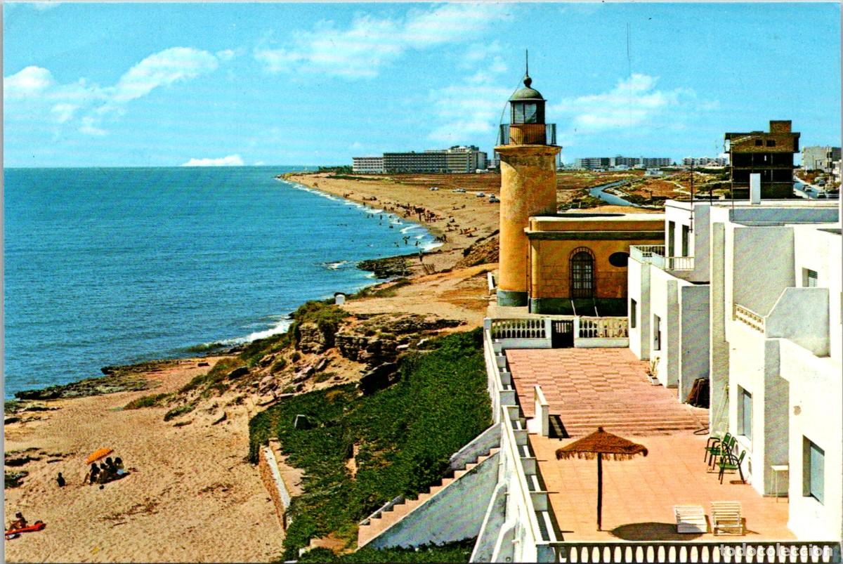 Postales: Roquetas de Mar (Almer&iacute;a) - Faro y Playa - (C) n&ordm; 9 - DL. B. 54930-XIX - 149x99mm
