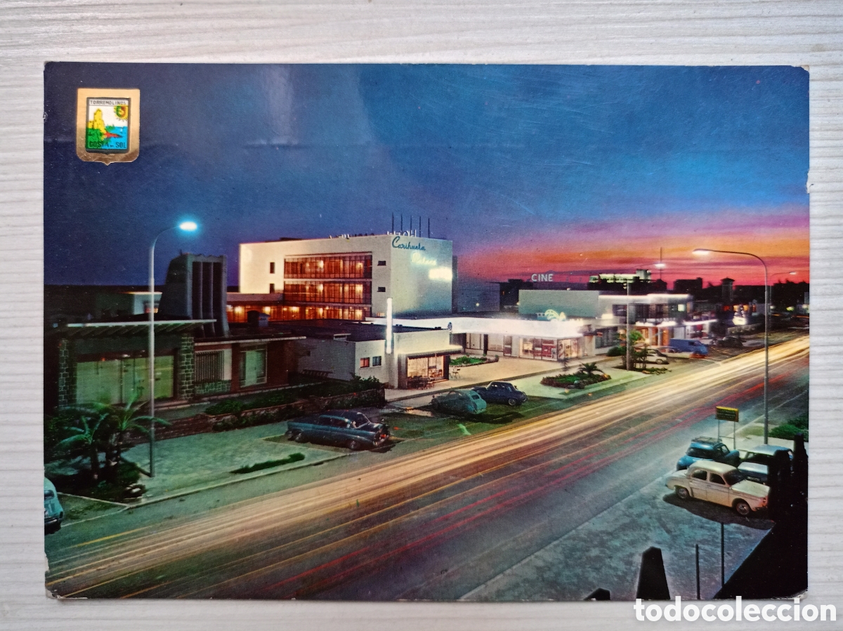 Postales: TORREMOLINOS NOCTURNA CIRCULADA A&Ntilde;OS 60 ANIMADA HOTEL CARIHUELA