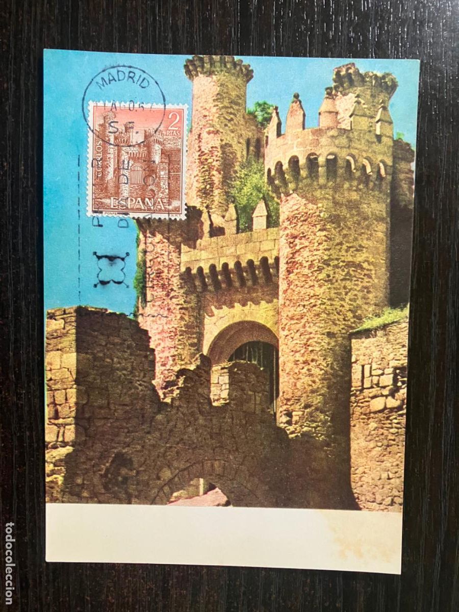 Postales: Ponferrada - Postal y sello tarjeta m&aacute;xima - Castillo