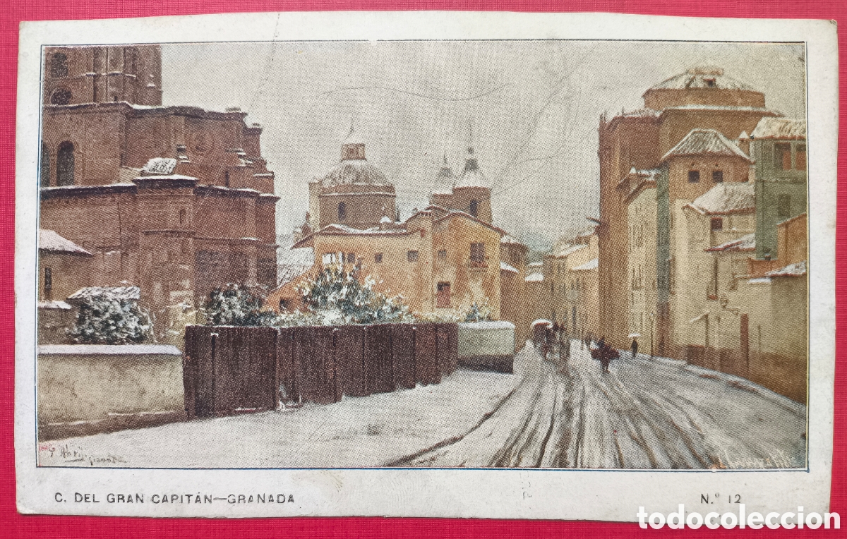 Postales: GRANADA CALLE DEL GRAN CAPIT&Aacute;N POSTAL A COLOR C. 1920