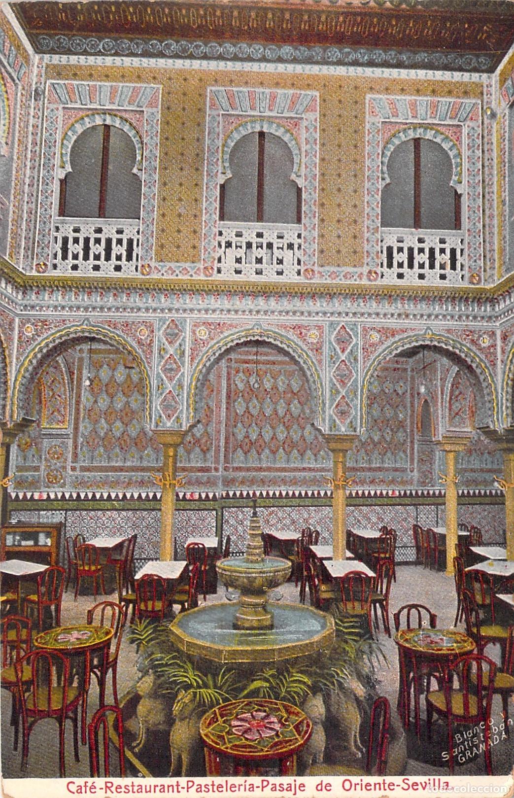 Postales: Postal Interior del Pasaje de Oriente en Sevilla de Paul Bousquet