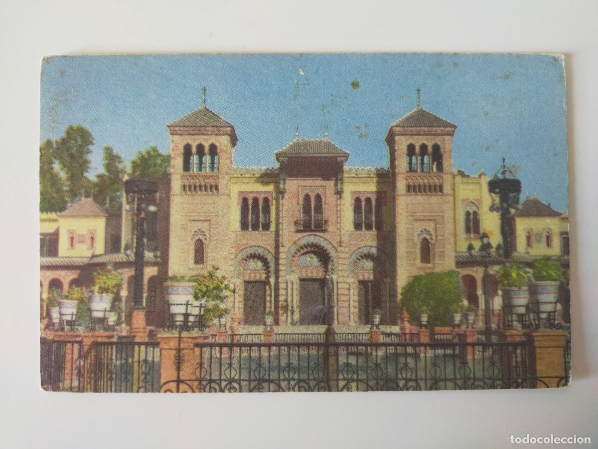 Postales: Tarjeta Postal SEVILLA: La Plaza de Am&eacute;rica, Pabell&oacute;n de Bellas Artes - Editorial Mayfe - S/C