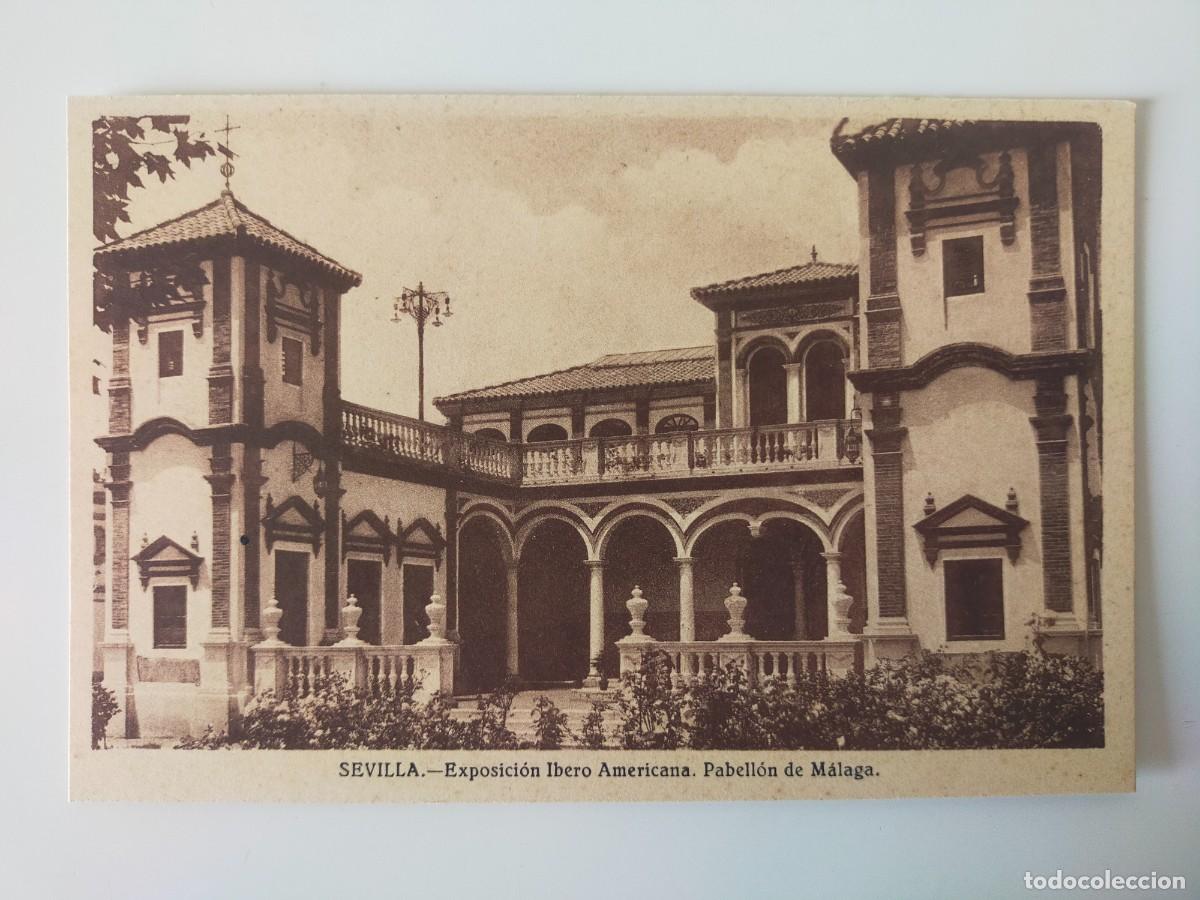 Postales: Tarjeta Postal SEVILLA: Exposici&oacute;n Ibero Americana, Pabell&oacute;n de M&aacute;laga - Edit Grafos - S/C