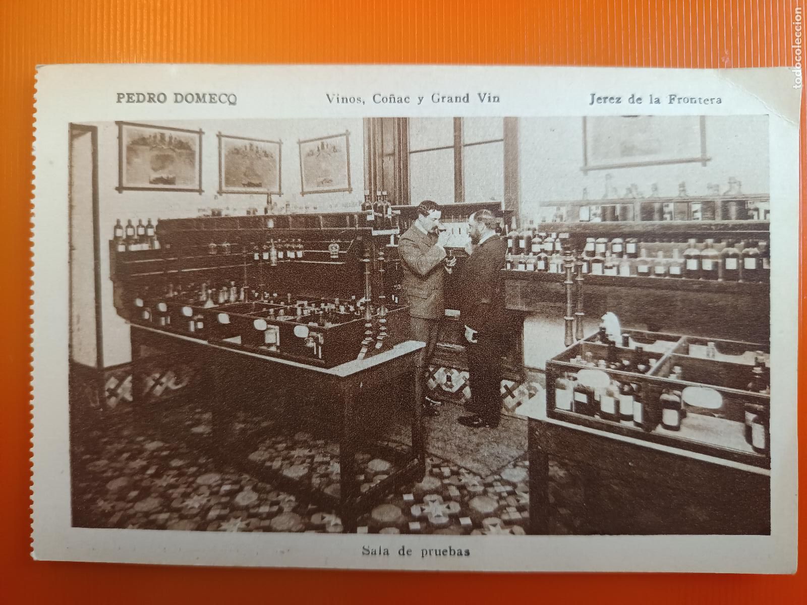 Postales: POSTAL PEDRO DOMECQ, VINOS CO&Ntilde;AC, JEREZ DE LA FRONTERA CADIZ, SALA DE PRUEBAS, MATEU