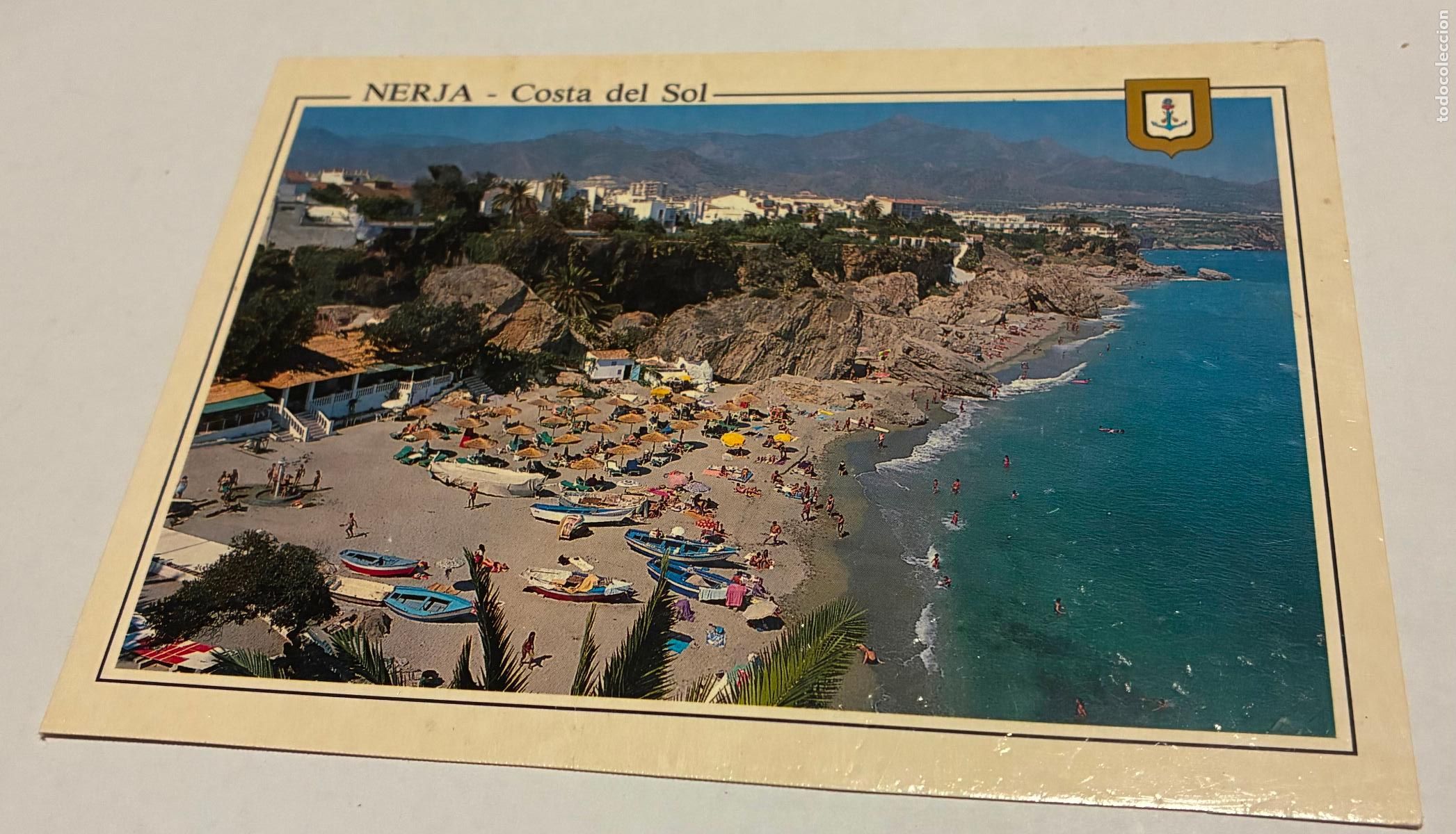 Postales: POSTAL NERJA COSTAL DEL SOL, PLAYA Y ACANTILADO