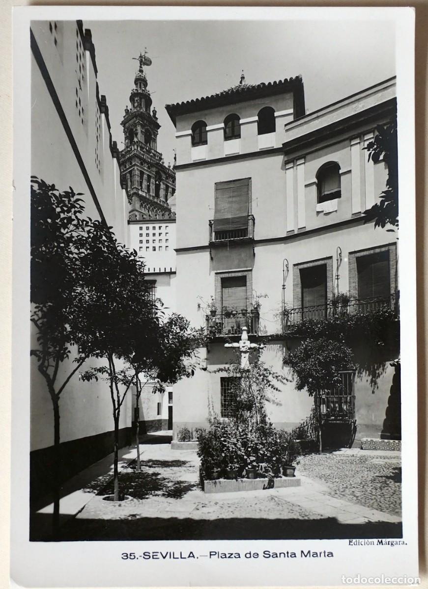 Postales: FOTOGRAF&Iacute;A A&Ntilde;OS 60. SEVILLA. PLAZA DE SANTA MAR&Iacute;A. EDICI&Oacute;N M&Aacute;RGARA