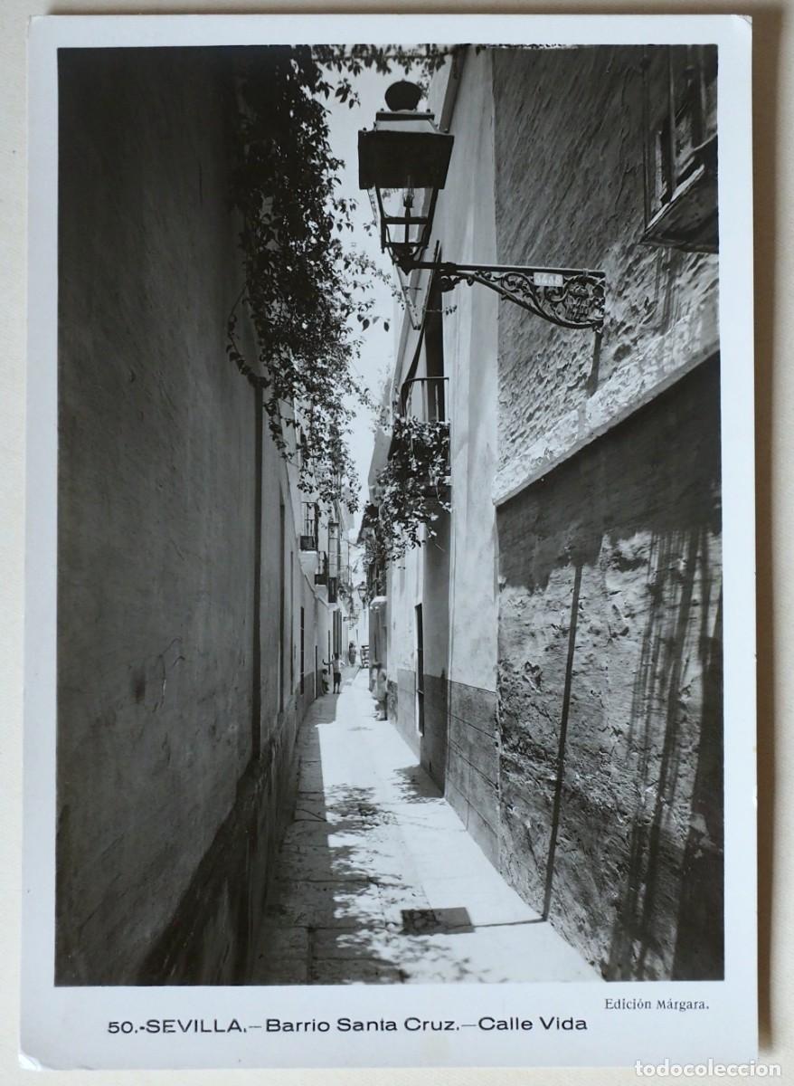 Postales: FOTOGRAF&Iacute;A A&Ntilde;OS 60. SEVILLA. BARRIO DE SANTA CRUZ-CALLE VIDA. EDICI&Oacute;N M&Aacute;RGARA