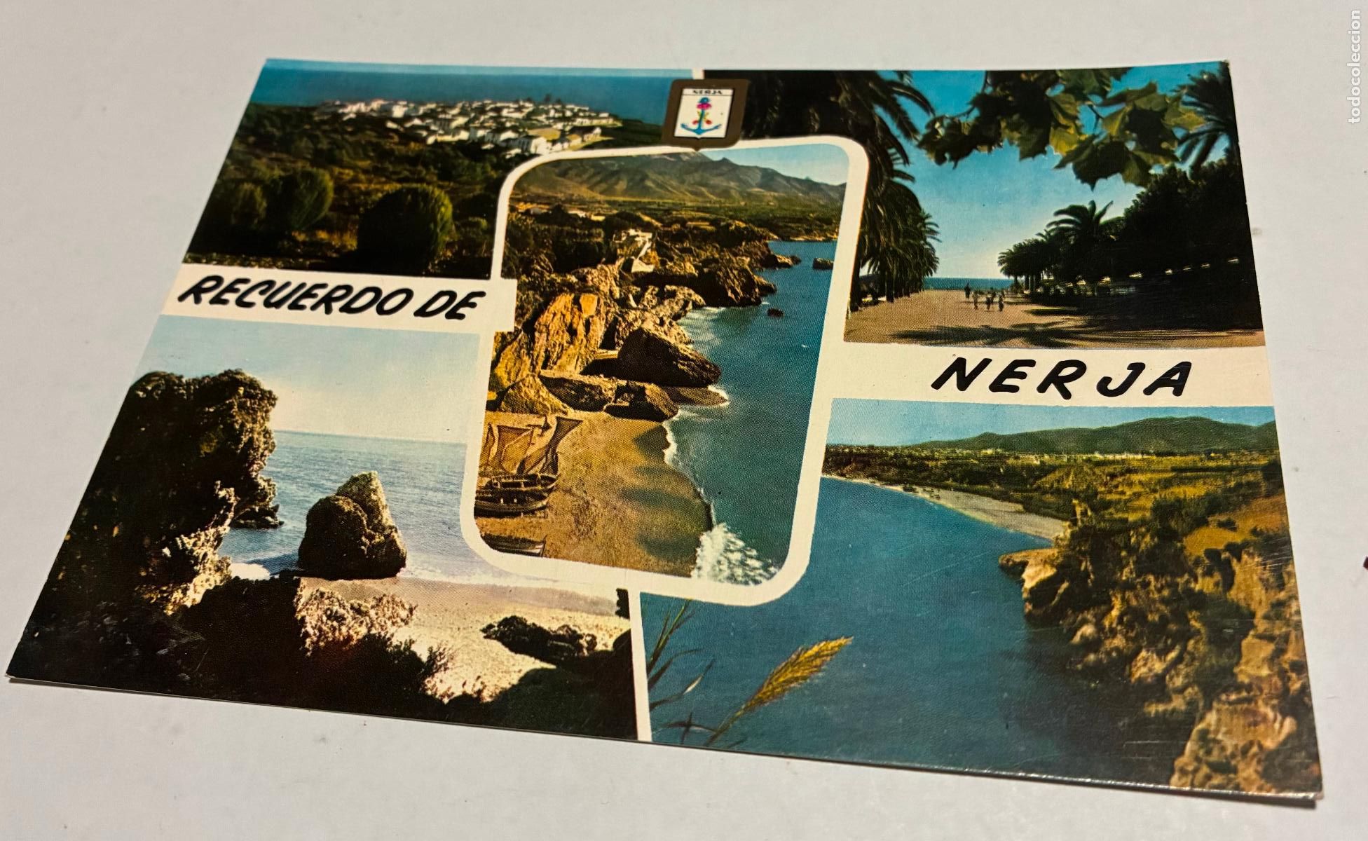 Postales: POSTAL RECUERDO DE NERJA, Maro junto a la cueva, Paseo Balcon de Europa,Playa de Calahonde
