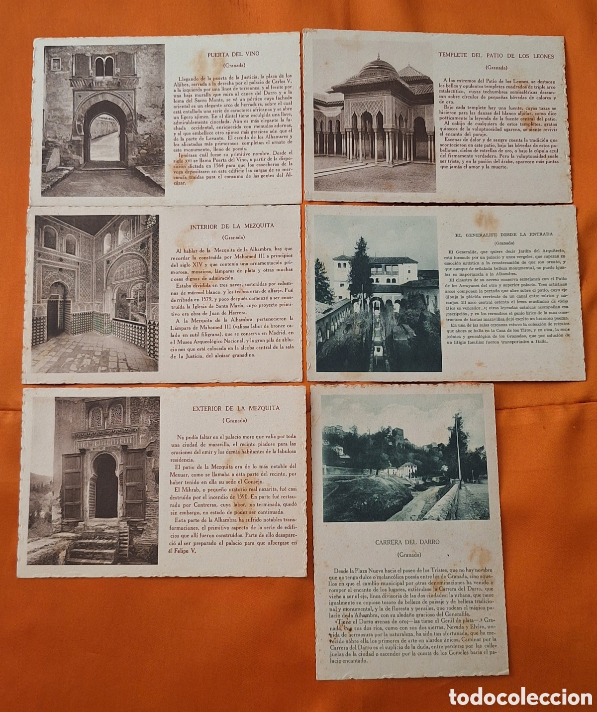 Postales: Lote de 6 Tarjetas Postales de Granada - Alhambra - Publicidad Almac&eacute;n de Sombreros J. Monta&ntilde;ana -
