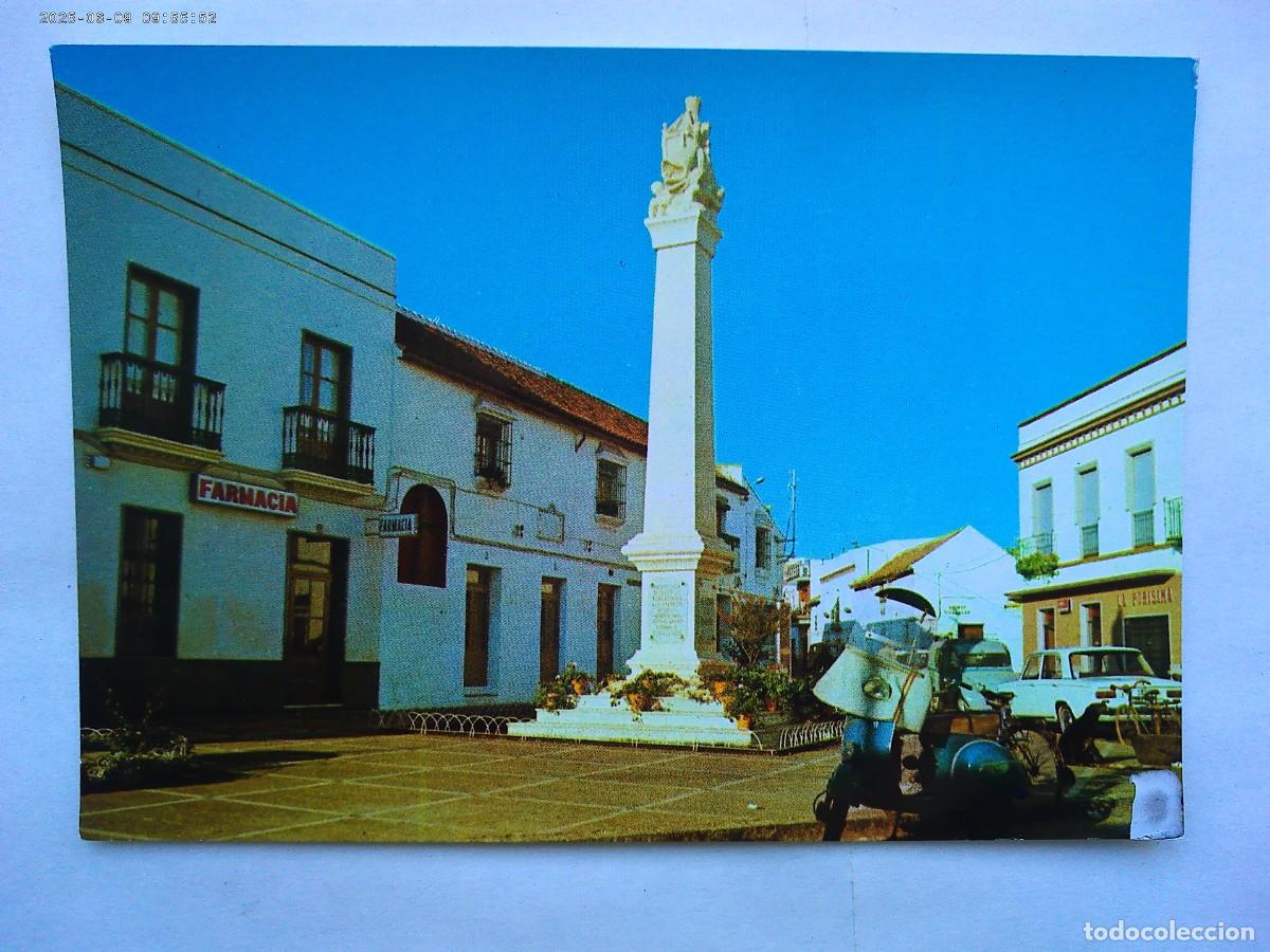Postcards: POSTAL DE DOS HERMANAS ( SEVILLA ): PL. MENENDEZ PELAYO, MONUMENTO VIRGEN DE VALME. MOTO VESPA