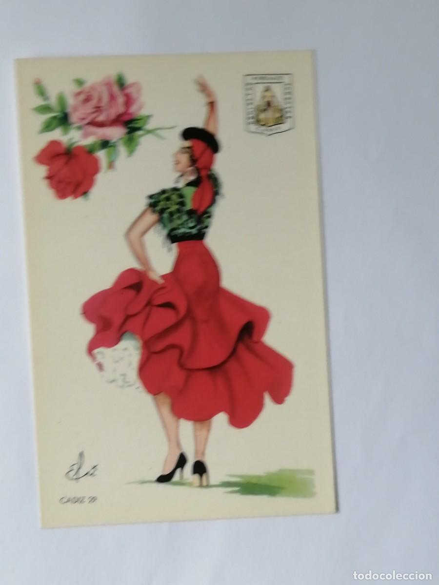 Postales: POSTAL 18423 NUEVA-JUAN J.MELERO 29 CADIZ TRAJE TIPICO FLOR ROSA ESCUDO ILUSTRADOR EFU &iquest;?