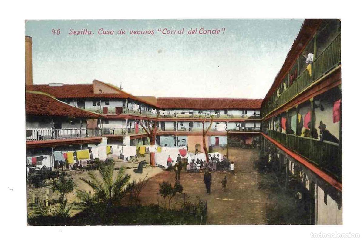 Postales: TARJETA POSTAL SEVILLA 46 CASA DE VECINOS CORRAL DEL CONDE. ABELARDO LINARES