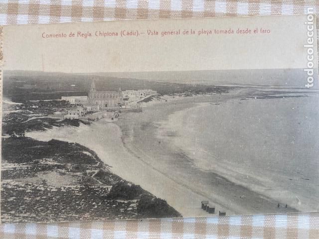 Postales: POSTAL C&Aacute;DIZ. CONVENTO DE REGLA CHIPIONA. LA PLAYA DESDE EL FARO