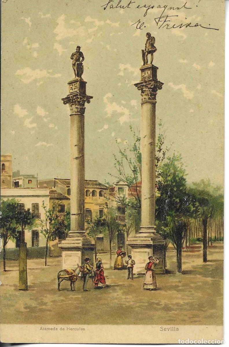 Postales: &rdquo;Alameda de H&eacute;rcules. Sevilla&rdquo; Antigua postal Alemana de Stengel & Co. Dresden. No. 29560