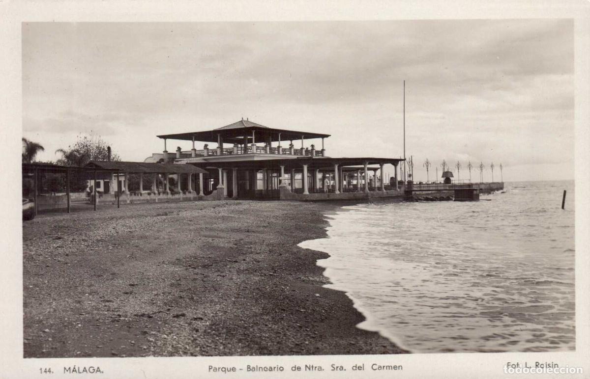 Postales: TARJETA POSTAL N&ordm;144 MALAGA PARUQE BALNEARIO DE NTRA. SRA. DEL CARMEN FOT. L. ROISIN
